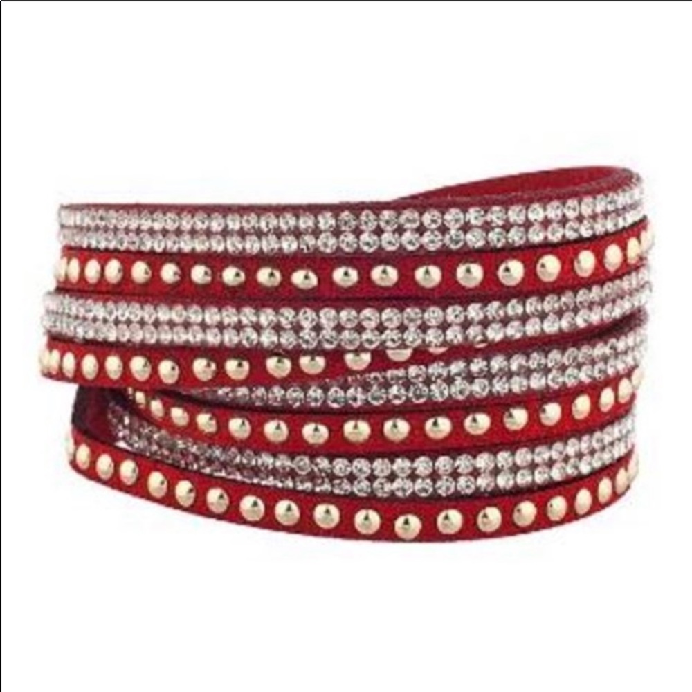 Rhinestone Wrap!! Snap bracelet Micro-fiber - Picture 3 of 6